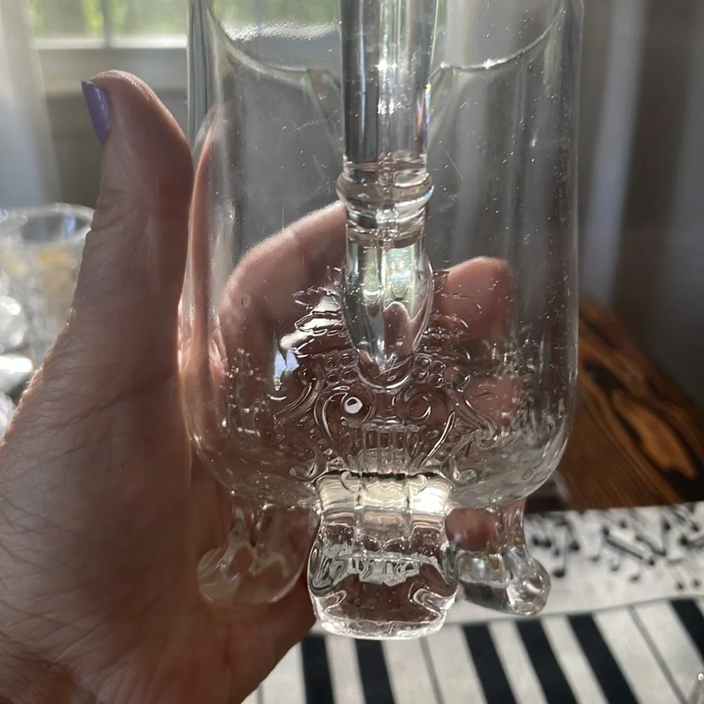 Vintage Clear Riverside Glass Co EAPG Grasshopper Pitcher Detailing Footed Base